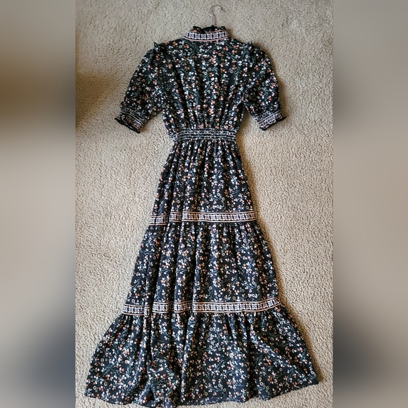 Max Studio Women's Elbow Length Sleeve Printed Maxi Dress (Black/Blush Wispy... - Picture 3 of 3